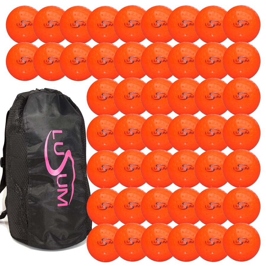 Buy 48 x Lusum Dimple Hockey Training Balls with Ball Bag