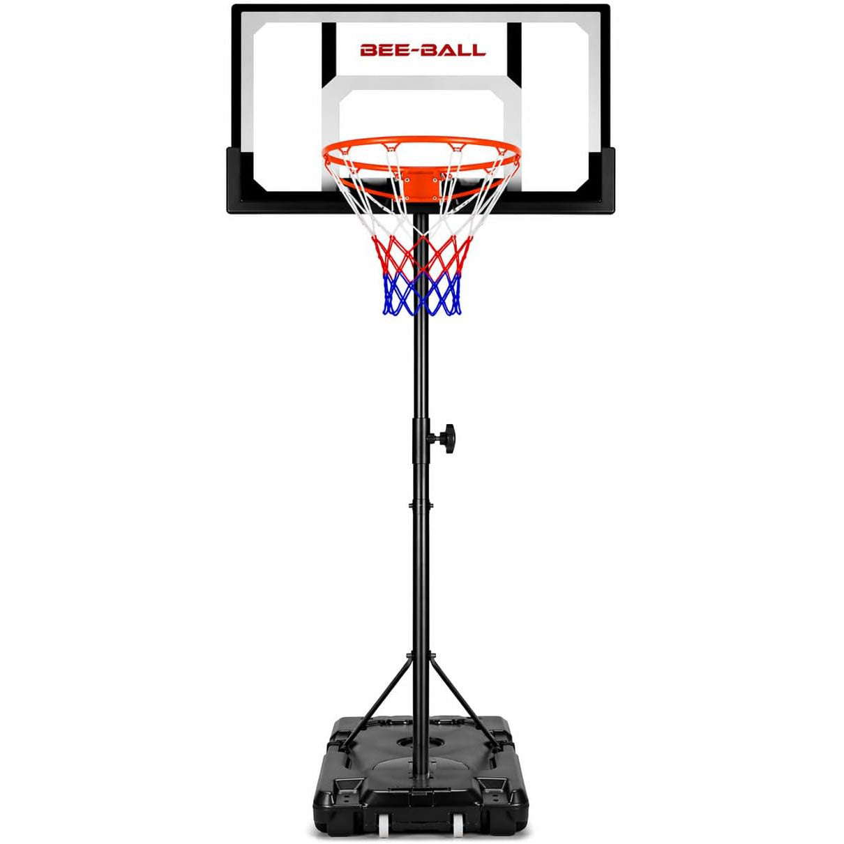 Bee-Ball Adjustable Basketball Hoop & Stand (3.3–10ft) – Full NBA Height Outdoor System