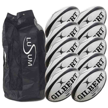 10 x Gilbert GTR4000 Trainer Rugby Ball Inc Bag