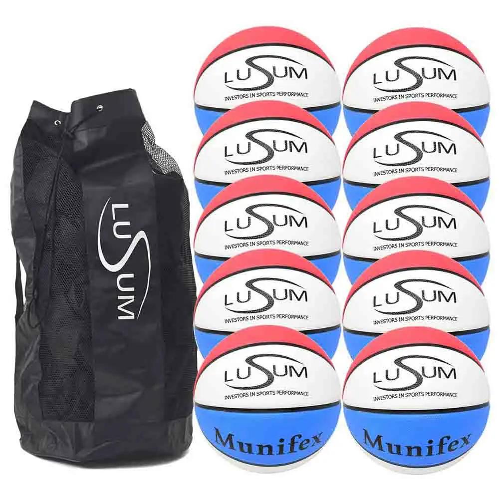 10 Munifex Rubber Basketballs & Bag Basketball Combo