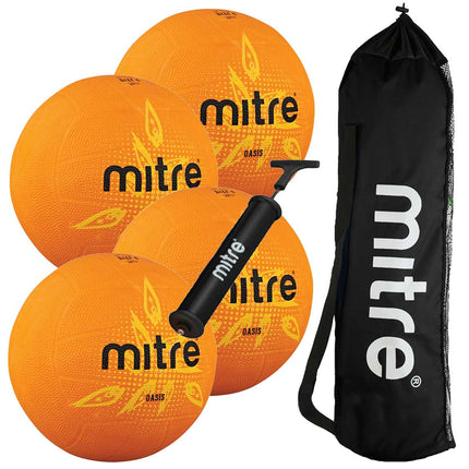 4 x Mitre Oasis Netballs with Bag and Pump